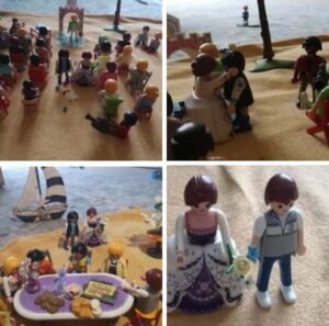 Maya's Playmobil wedding: the bride walking down the aisle, the first dance, the reception table and the happy couple